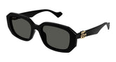 Ractangle Black Shiny Sheet Frame Dark Grey Lens UV Protection Women