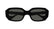Ractangle Black Shiny Sheet Frame Dark Grey Lens UV Protection Women