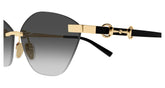 Cat Eye Black&Gold Rimless Frame Grey Lens UV Protection Women