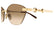 Cat Eye Golden Rimless Frame Brown Lens UV Protection Women