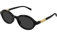 Oval Shiny Black Sheet Frame Grey Lens UV Protection Women