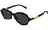 Oval Shiny Black Sheet Frame Grey Lens UV Protection Women