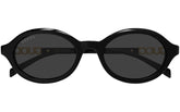 Oval Shiny Black Sheet Frame Grey Lens UV Protection Women
