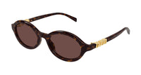 Oval Shiny Brown Sheet Frame Brown Lens UV Protection Women